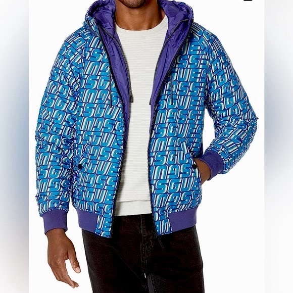 GUESS Eco Elvis ! Reversible ! Logo-Print Puffer Jacket Hooded โจ Size S | logo - Picture 13 of 16